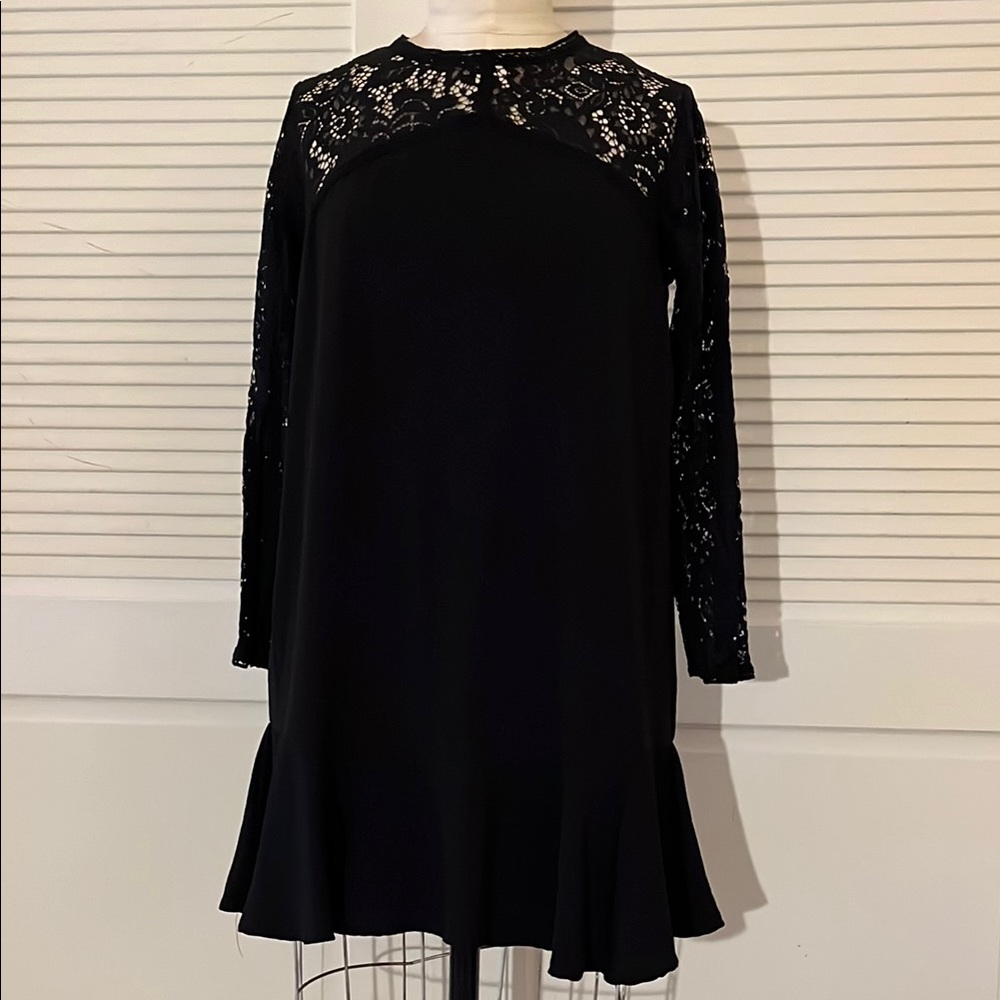 Zara Black Lace Sleeves Dress Size L